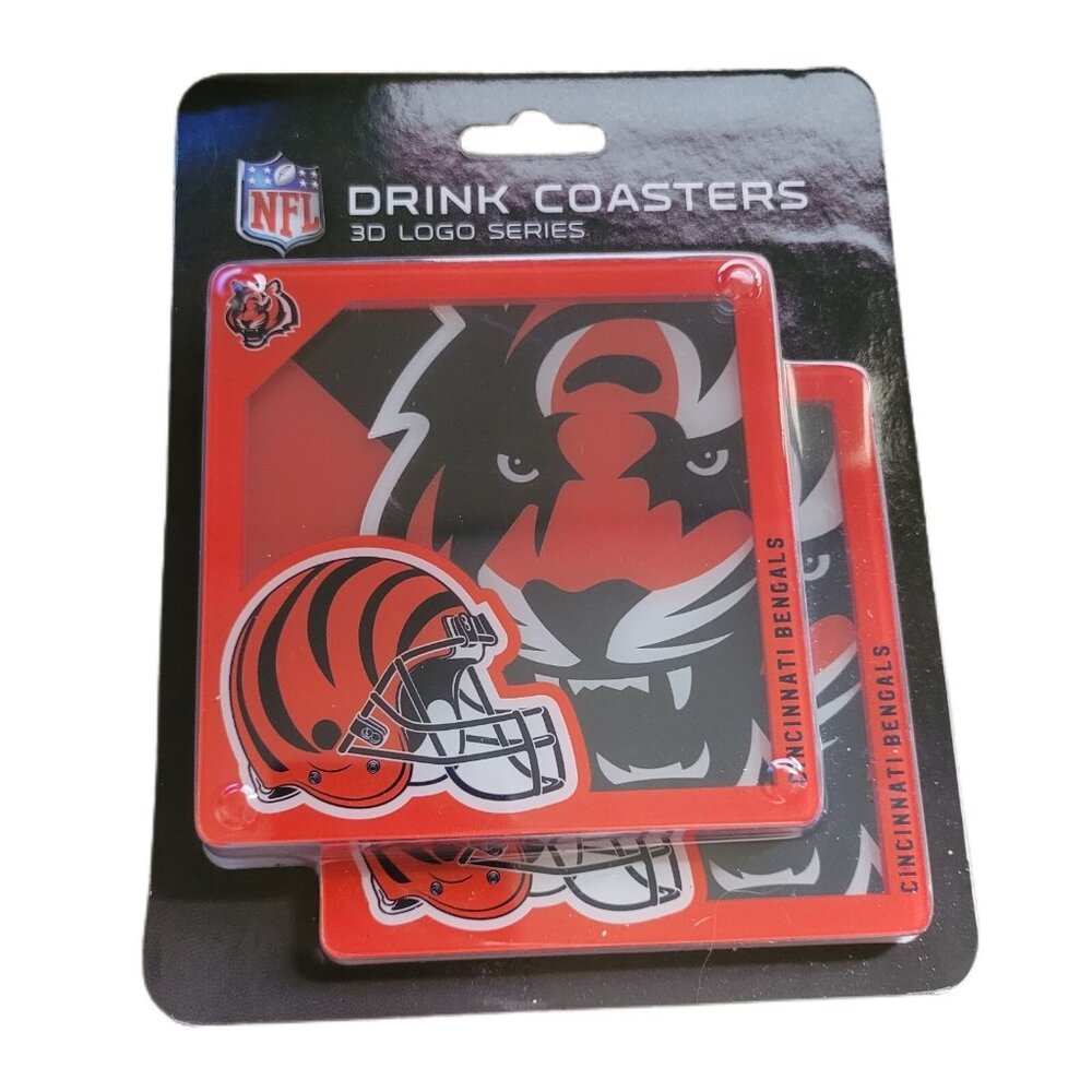 NFL Cincinnati Bengals 3D Logo Series Coaster -Set of 2 -YouTheFan